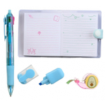 Канцелярский набор Basir с цветным текстовыделителем, 3-ех цветной ручкой, скотчем и блокнотом, серия "Авокадо", ассорти, 19.7*11 см