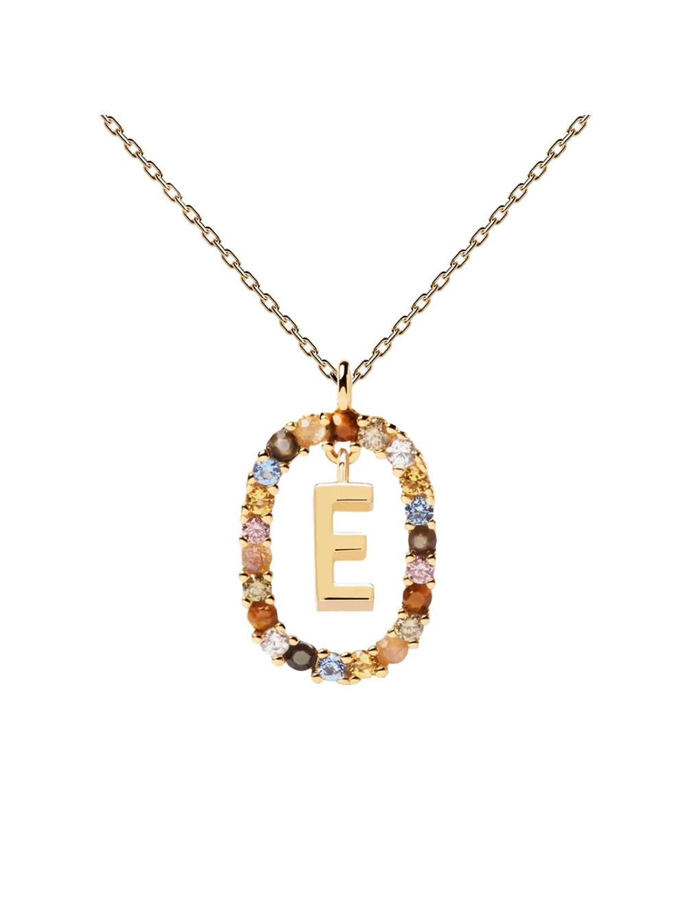 Колье Буква E серебро 925 пробы покрытое золотом
