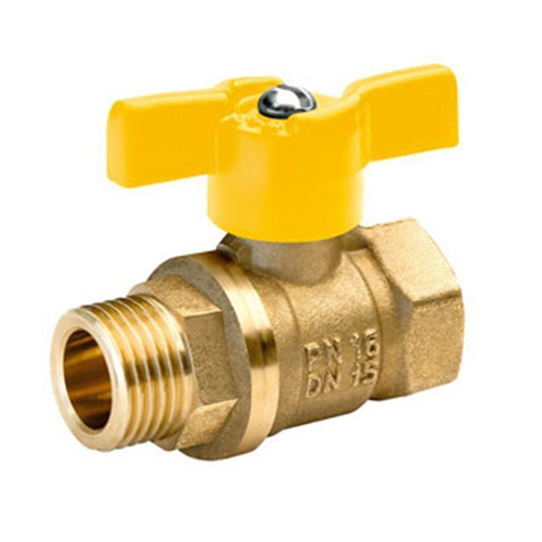 Кран латунный шаровой газовый БАЗ.А11.1, 11Б27п1, DN 20, PN 40, муфта-штуцер, бабочка