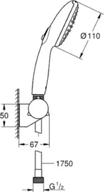 Набор для душа GROHE Tempesta 110, 3 режима струи, шланг 1500 мм, хром (26920003)