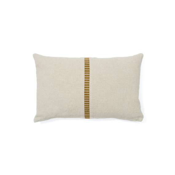 Ardit Чехол для подушки из льна и хлопка бежевого цвета с горчичной полосой 30 x 50