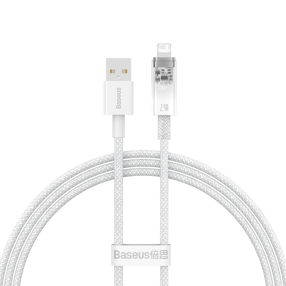 USB-A - Lightning Кабель Baseus Explorer STC Charging+Data 2.4A 1m - White