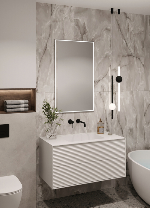 Armadi Art MINIMAL 100 Фасад белый матовый + 6mm WHITE ACRILIC 2 ящика