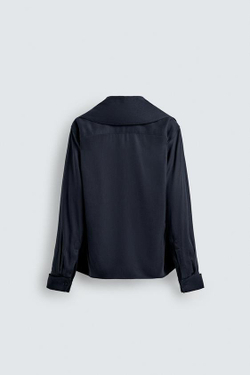 ZARA HARRY LAMBERT X DISNEY РУБАШКА ИЗ СТРУЯЩЕЙСЯ ТКАНИ С КРУГЛЫМ ВОРОТНИКОМ, СИНИЙ