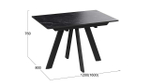 Стол кухонный обеденный раздвижной Черный муар/Керамика матовая черный мрамор 120(160)х80х76 см