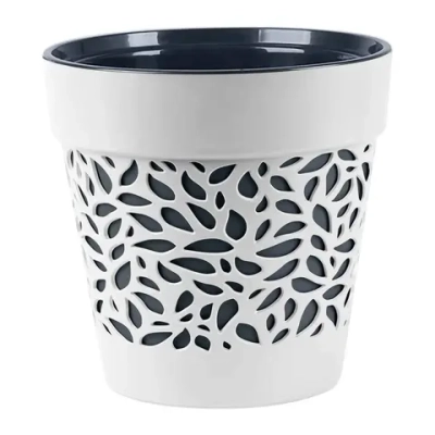 Кашпо для цветов пластиковое 8,3л d-22,5см «Блоссом» Белый/Антрацит