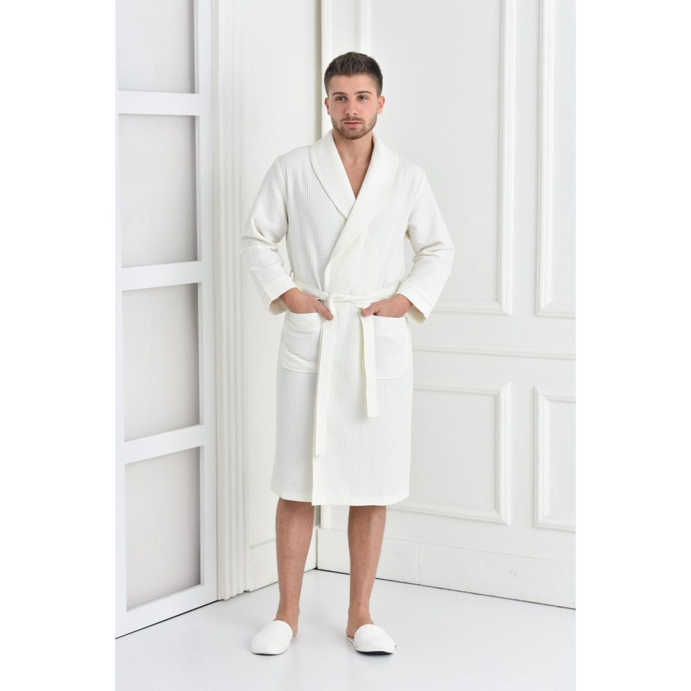 Вафельный халат GreenBlack | кремовый