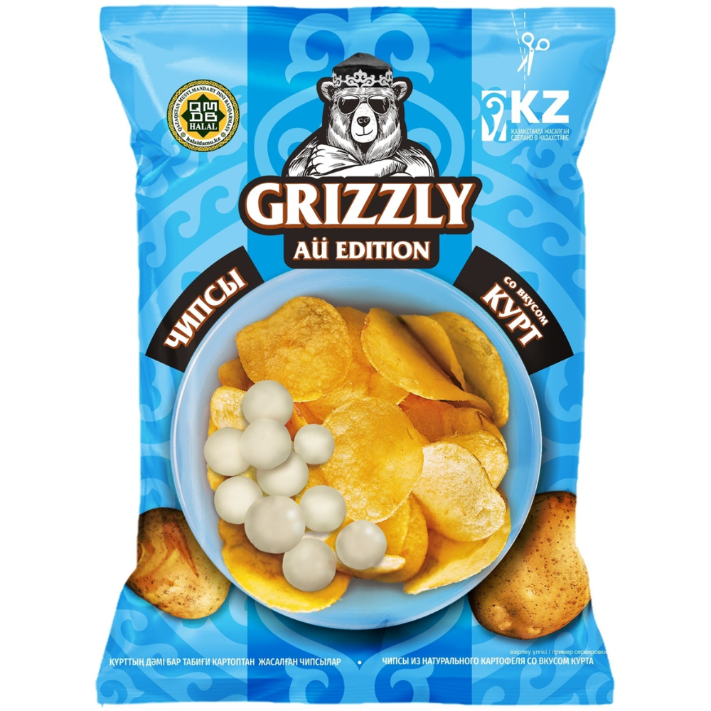 Чипсы GRIZZLY со вкусом курта  55 гр