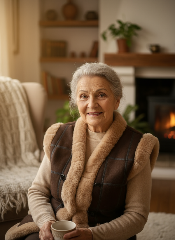 Жилет из натуральной овчины с капюшоном. 58-60 размер