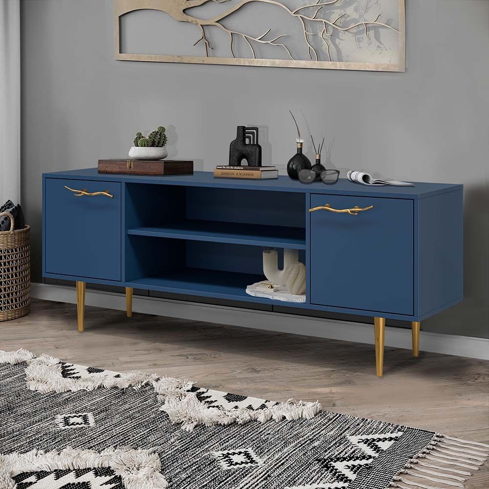 Тумба под ТВ Арт Колор matte 155см Стайл Голд Королевский синий матовый
