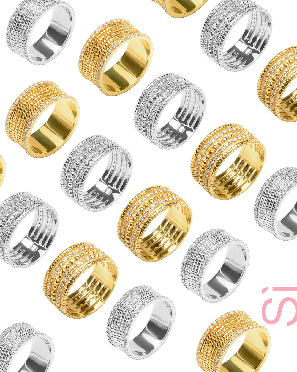 Кольцо "Shik" из серебра и лимонное золото 18 карат с фианитами