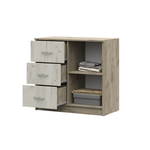 Басса (Бася) КМ 553-М Комод 3 ящика и створка Дуб крафт серый / Дуб крафт белый
