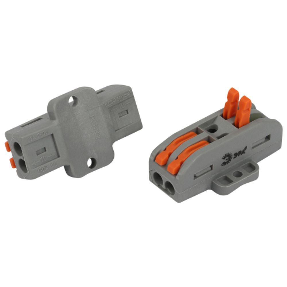 Клемма ЭРА NO-225-453 проходная с монтажной площадкой 222-2412Р с рычагами 2 полюса 0.08-2.5/4 мм2 упаковка 2 шт