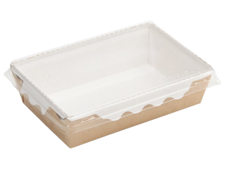 Салатник 350 мл крафт бел внутри прозр крышка 100 шт 4/400