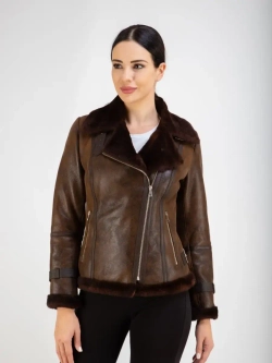 Дубленка авиатор натуральная короткая Турция