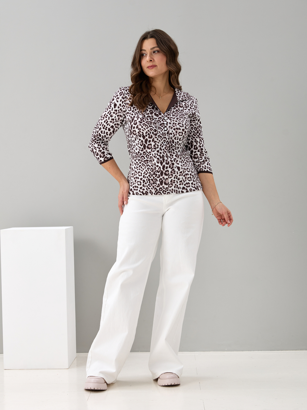 Блузка БЛ-015/молоко-леопард