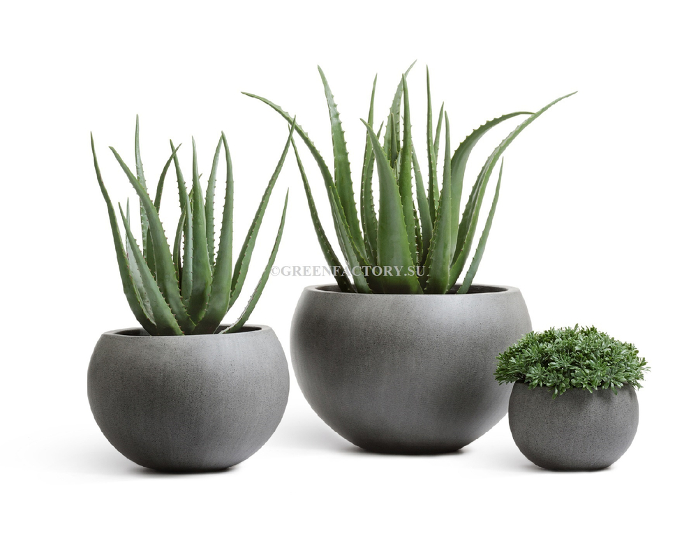 Кашпо TREEZ Effectory - Beton - Полусфера - Темно-серый бетон