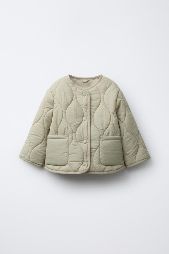 ZARA СТЕГАНАЯ КУРТКА WATER REPELLENT, СВЕТЛЫЙ ХАКИ