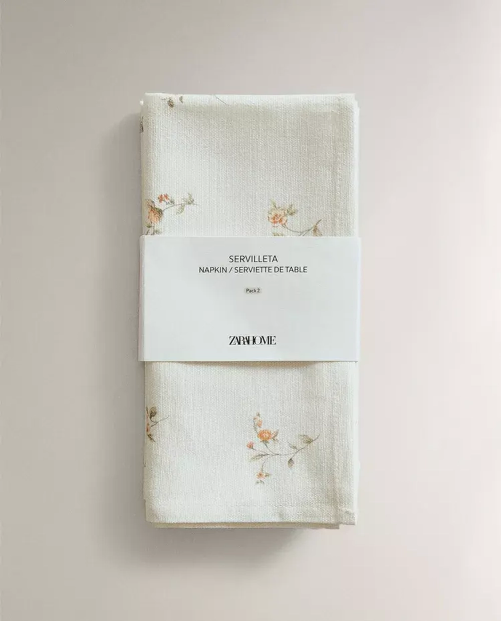 ZARA HOME САЛФЕТКА С МЕЛКИМ ЦВЕТОЧНЫМ ПРИНТОМ (НАБОР ИЗ 2 ШТ.), ЭКРЮ
