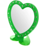 Зеркало настольное в пластиковой оправе «Белые выемки» сердце, подвесное 15*14,5см (Стикер на минивложение 20шт)