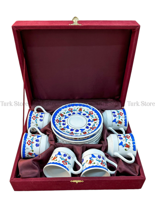 Фарфоровый кофейный набор с позол на 6 персон