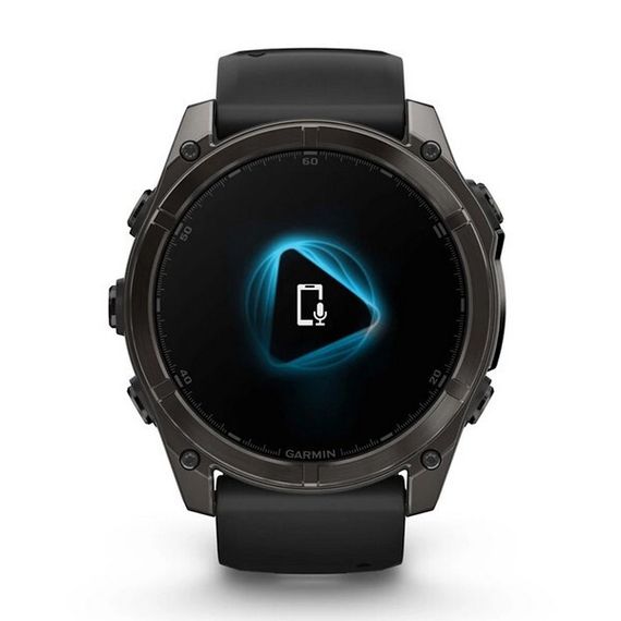 Garmin Fenix 8 Sapphire Amoled 51 мм – Титановый корпус DLC Carbon Gray, черный/серый силиконовый ремешок