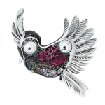 Брошь Колибри с Турмалином, Цветными Сапфирами, Рубинами, Цаворитами и Бриллиантами, Brs0075-0/2