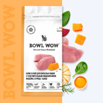 Bowl wow корм сухой для взрослых кошек с чувствительным пищеварением: индейка, курица, тыква