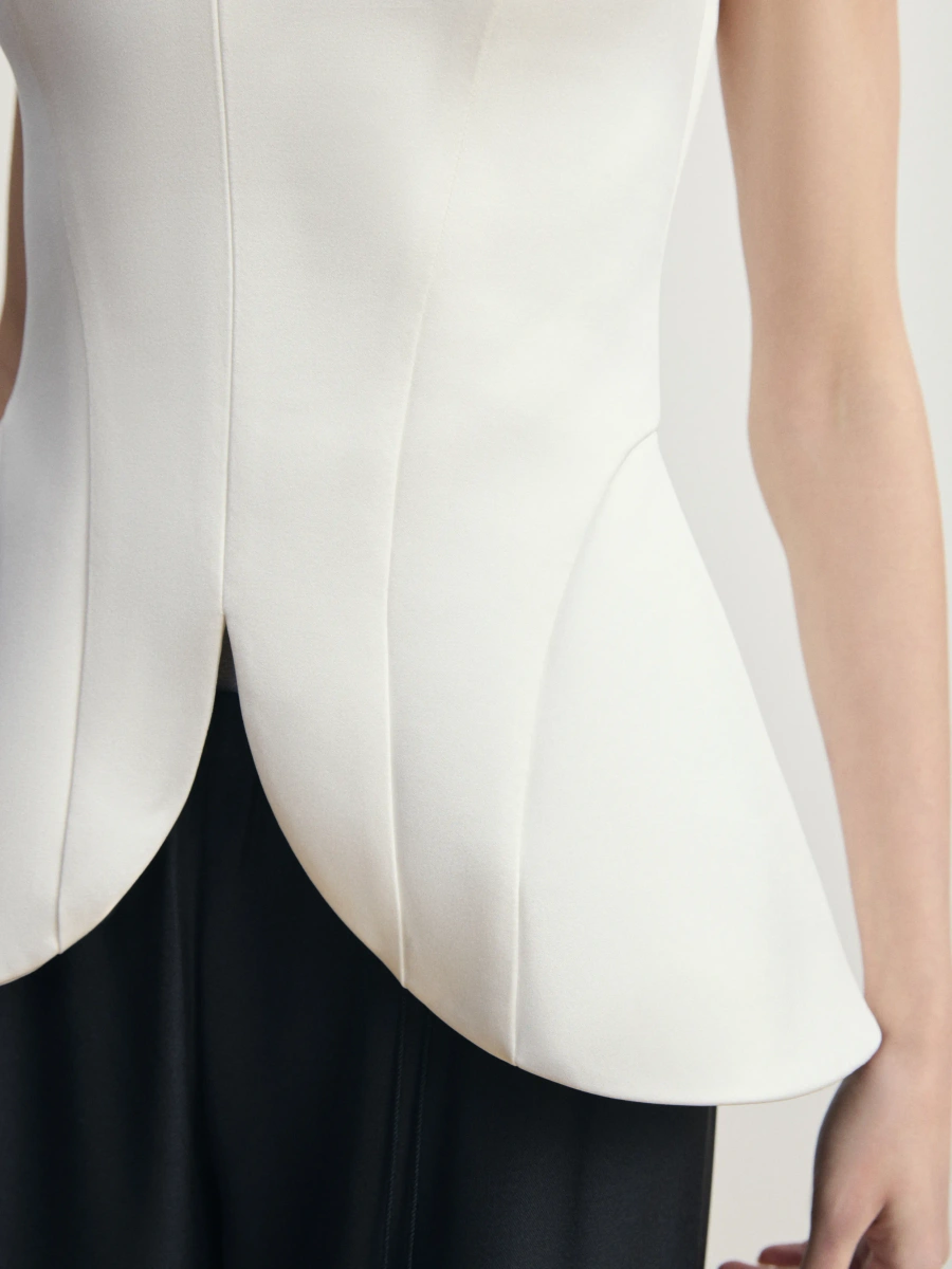 Молочный корсетный топ из атласа "Muse Blanc"