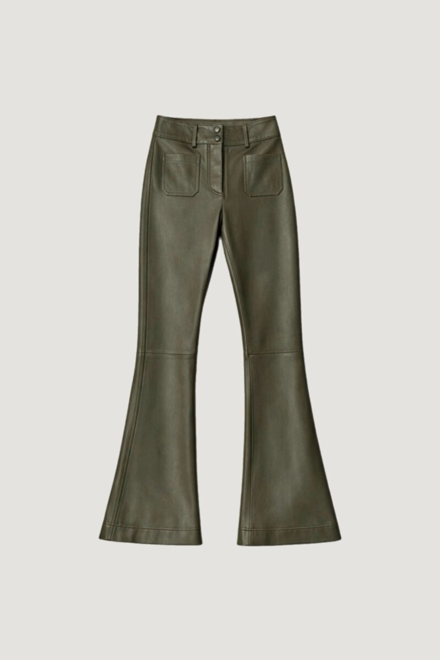 Брюки кожаные клеш