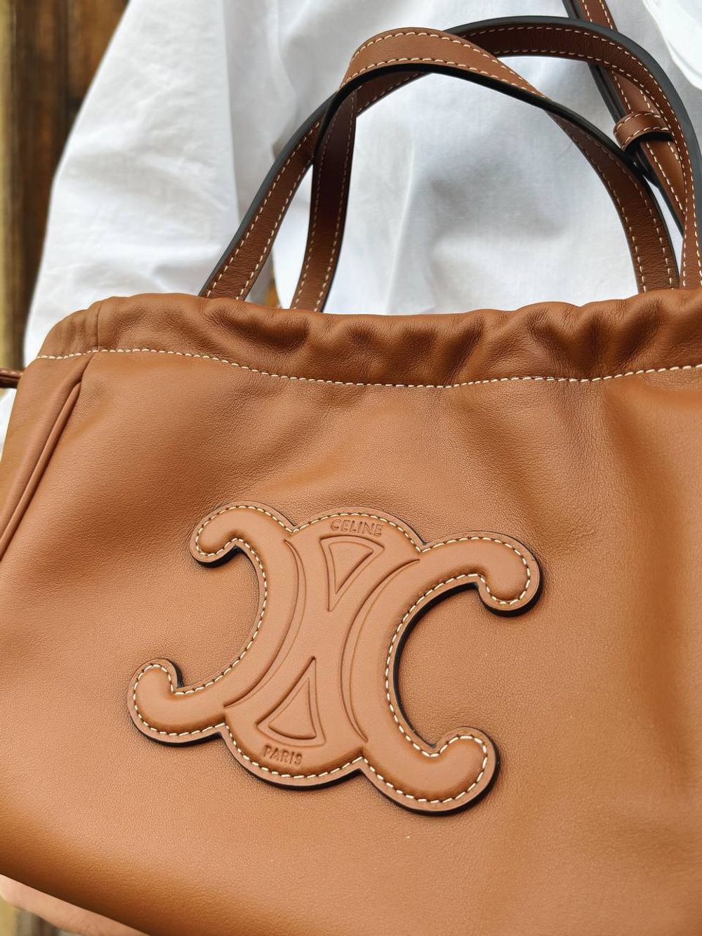 Celine Small Cabas Drawstring Cuir Triomphe