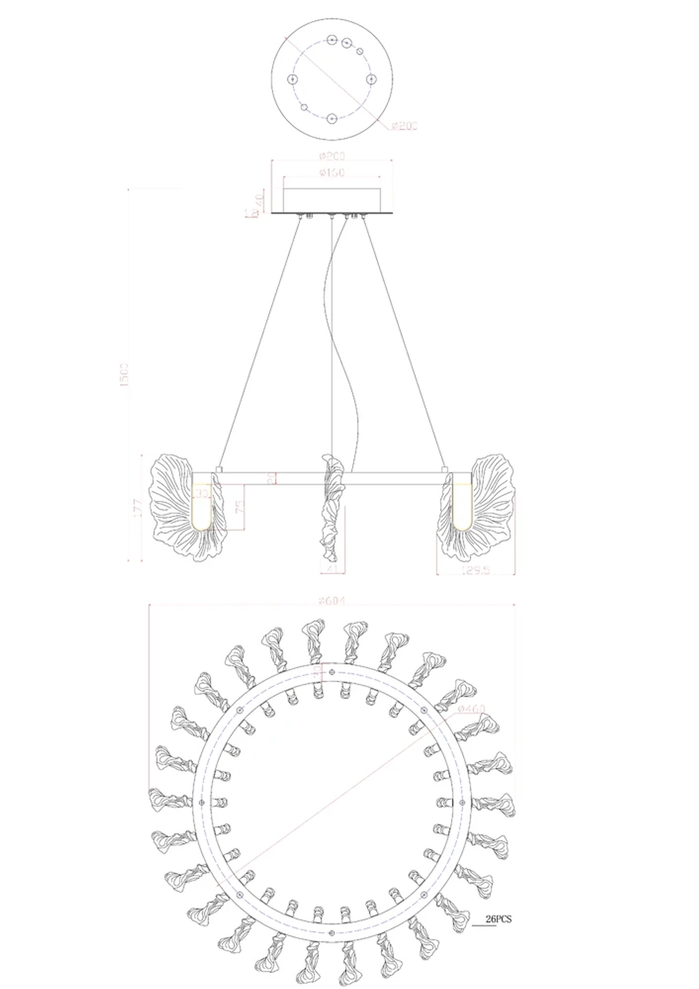 Подвесная люстра Divinare ANNA 1138/01 LM-90