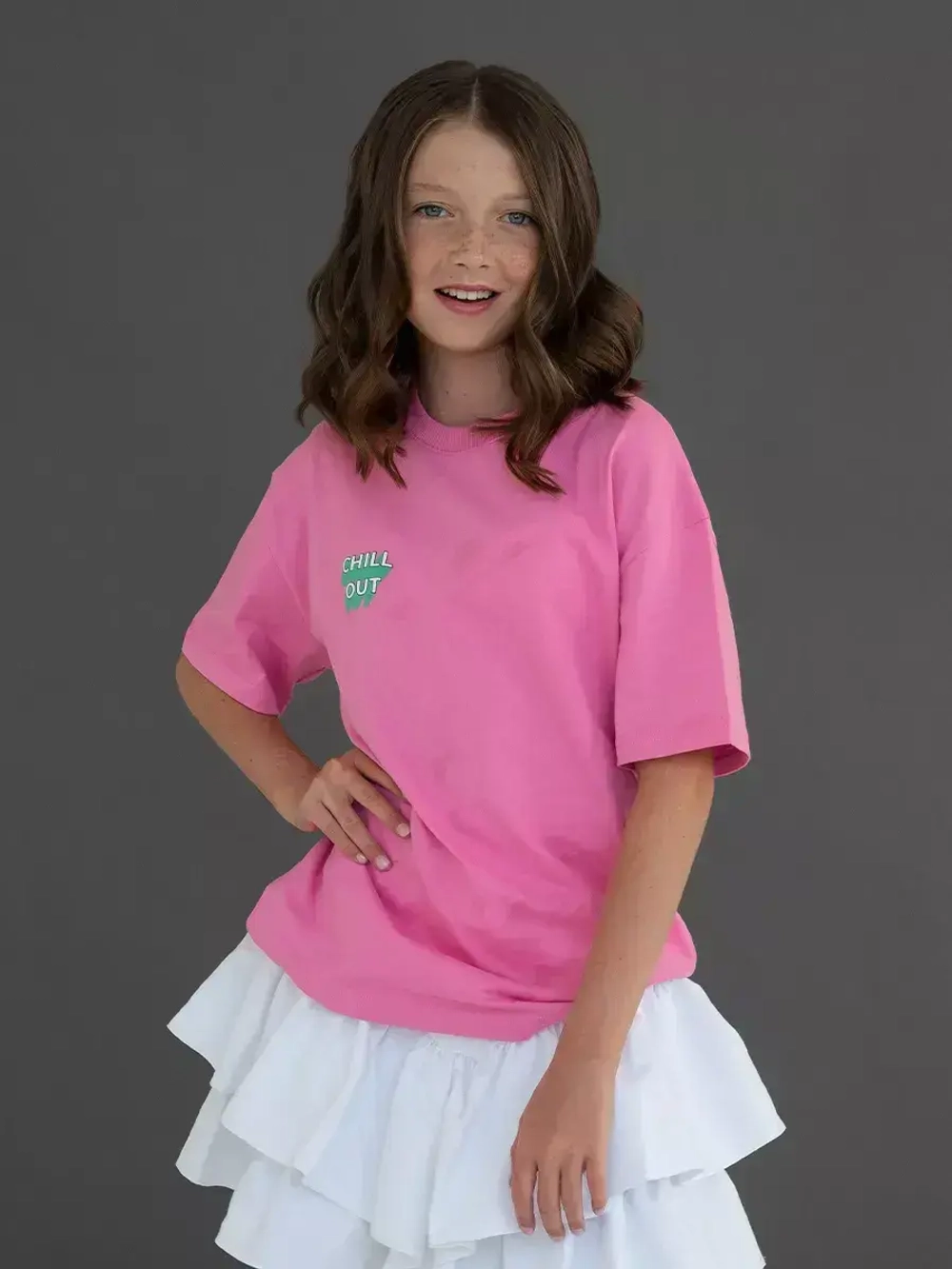 Хлопковая футболка детская оверсайз с принтом