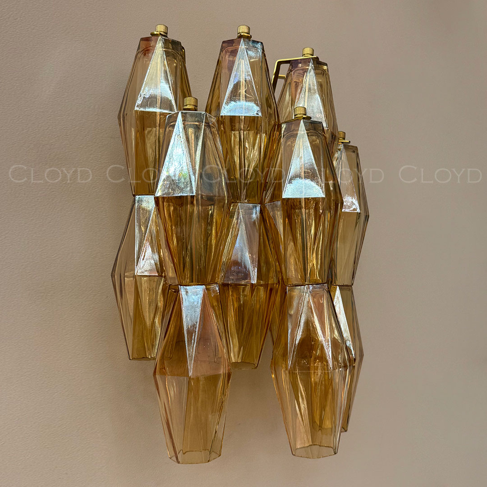 Бра Cloyd CALCUTTA W1 / выс. 37 см - латунь - янтарн.стекло (арт.20484)