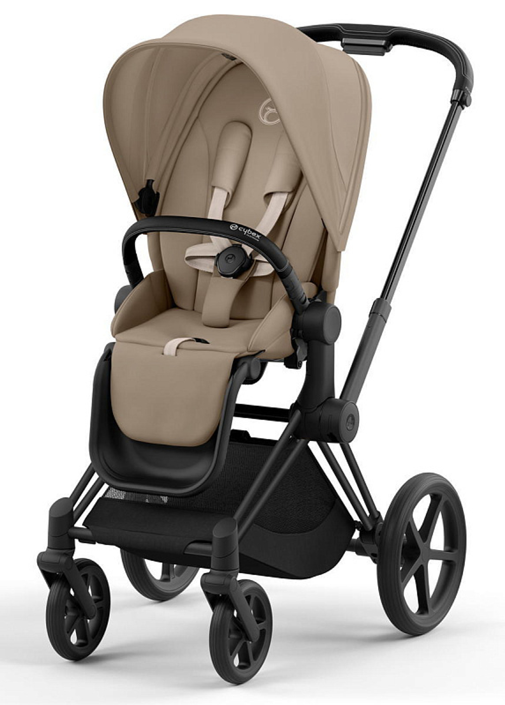 Коляска 3 в 1 Cybex Priam IV Matt Black complete и автокресло Aton B2 i-Size Dynamic Red Cozy Beige