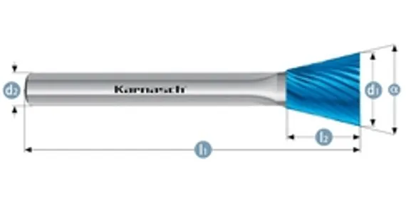 Борфреза твердосплавная Karnasch форма K, 3х3х3х38 мм, насечка HP-2, без покрытия, арт. 11.3110-005