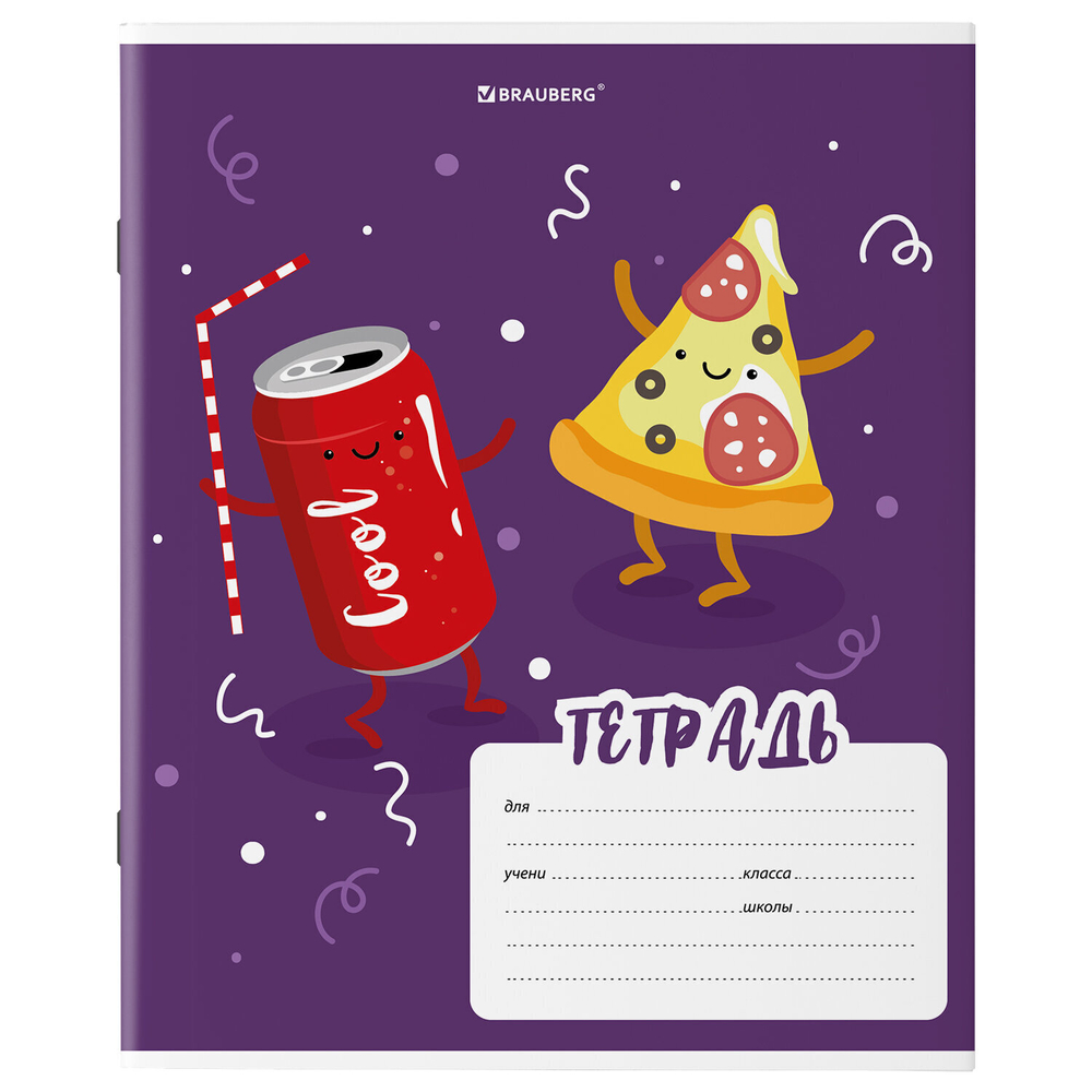 Тетрадь 18 л. BRAUBERG клетка обложка картон "Tasty food" (40 штук в упаковке)