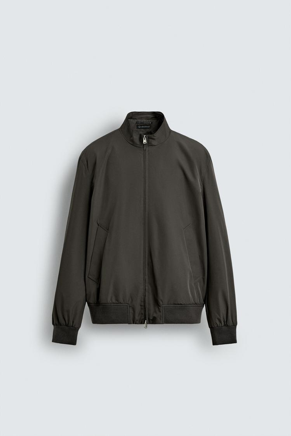 ZARA НЕПРОМОКАЕМАЯ КУРТКА ИЗ ТЕХНИЧЕСКОЙ ТКАНИ, СЕРО-КОРИЧНЕВЫЙ