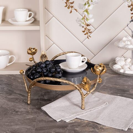 Фруктовница-конфетница Нимфея (поднос) Бронза Синий