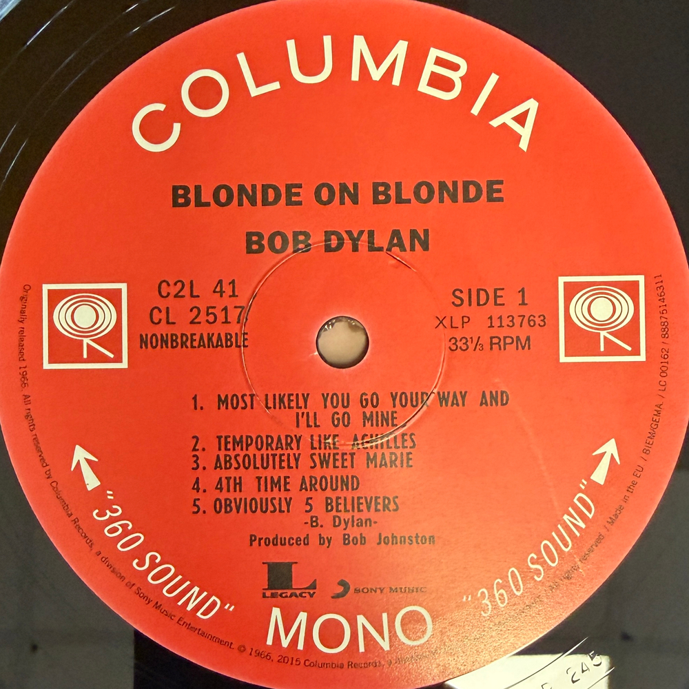 Bob Dylan ‎– Blonde On Blonde 2LP (Европа 2015г.) Т