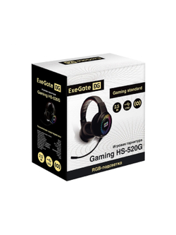 Exegate EX295316RUS Полноразмерные игровые наушники с микрофоном (гарнитура) ExeGate Gaming HS-520G (USB, 2x3.5мм, динамик 40мм, 20-20000Гц, длина кабеля 2.5м, регулировка громкости, RGB подсветка)