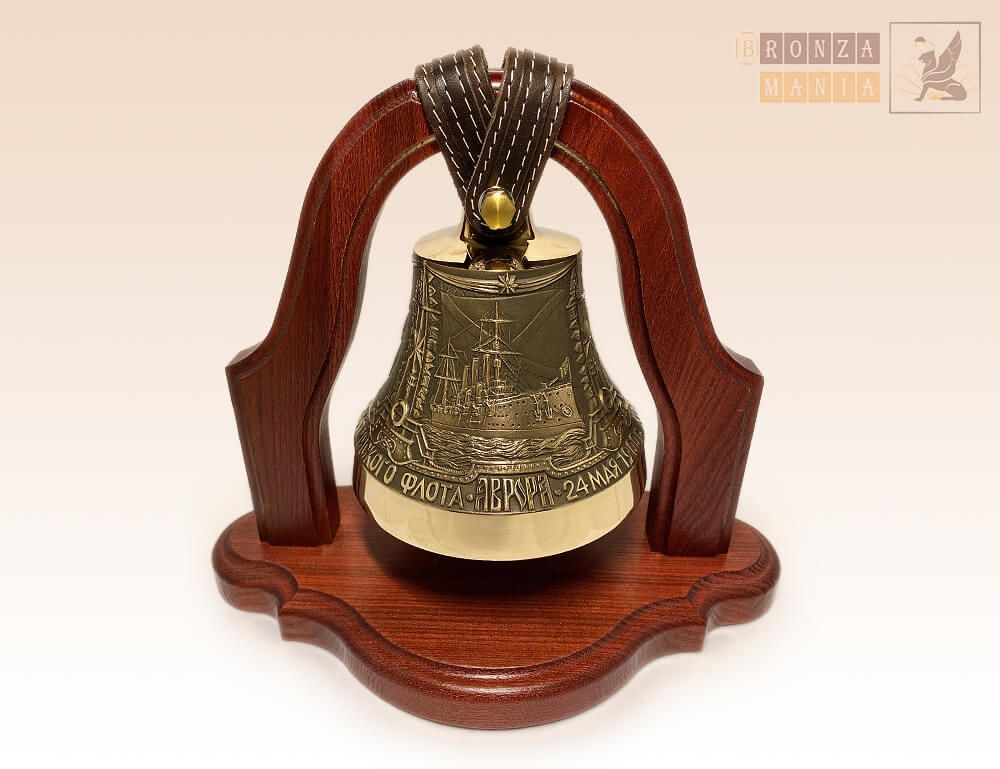 колокол Санкт-Петербург Аврора - Герб на подставке из дуба