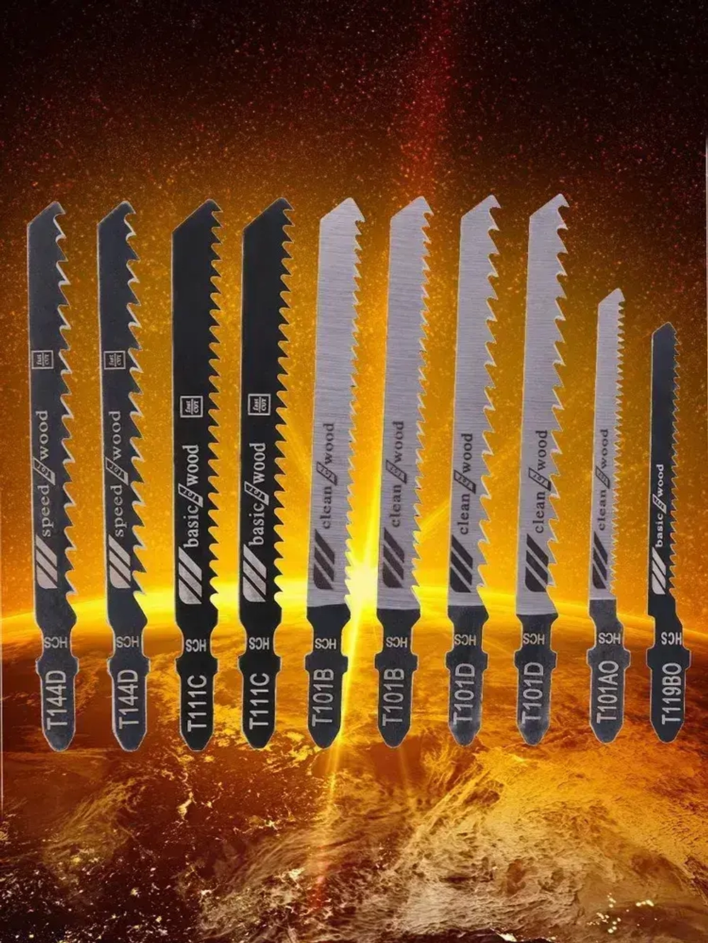 Пилки по дереву для электролобзика набор 10шт AIDELIFE