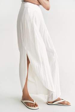 ZARA БРЮКИ С РАЗРЕЗАМИ — ZW COLLECTION, ЖЕЛТОВАТО-БЕЛЫЙ