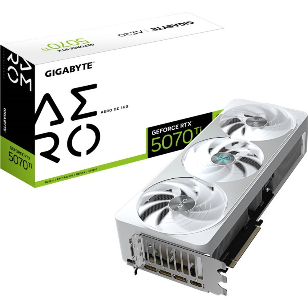 Видеокарта Gigabyte GeForce RTX 5070 Ti AERO OC 16G GDDR7 256-bit, 2588 МГц