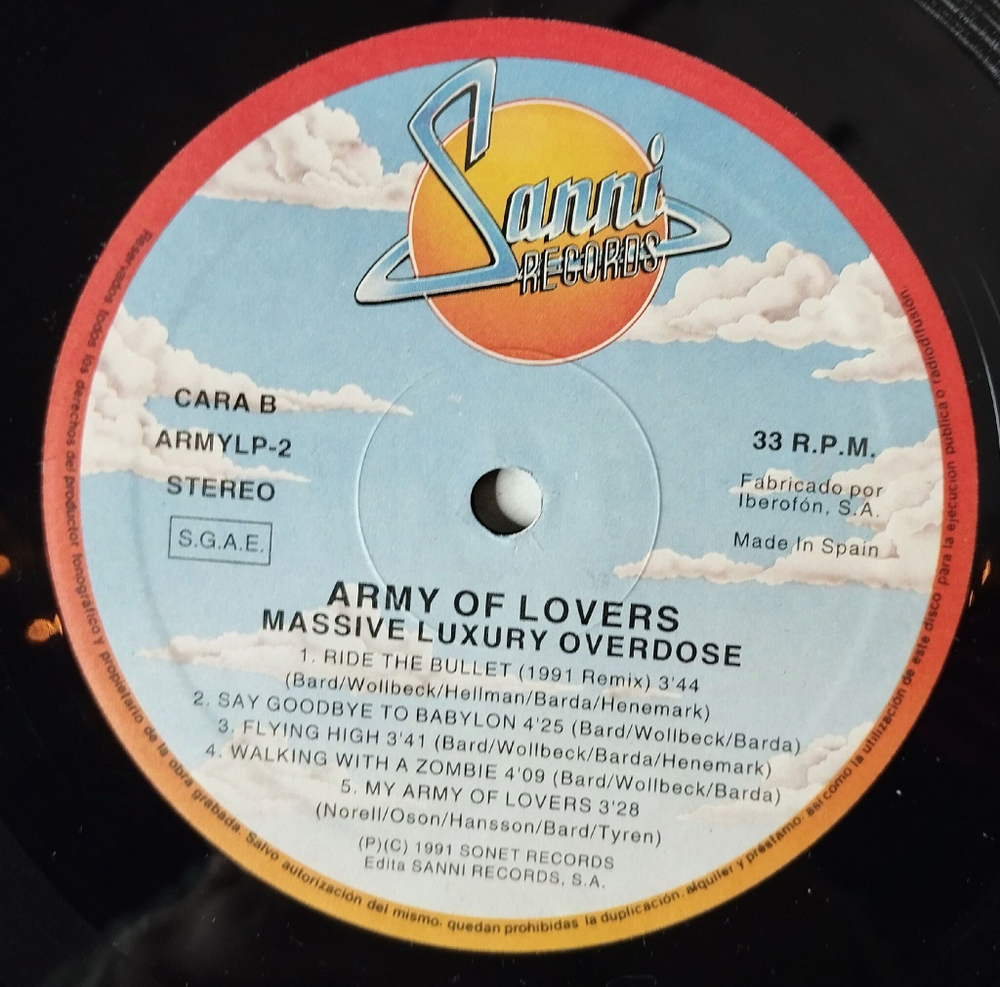 Винтажная виниловая пластинка LP Army Of Lovers Massive Luxury Overdose (Spain 1991) Supernatural
