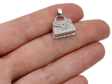 Подвеска "Сумочка" со стразами, 14мм