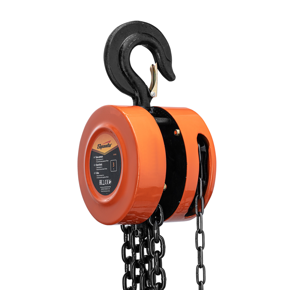 Таль цепная, 3 т, H подъема 3 м, расстояние между крюками 470 мм Sparta