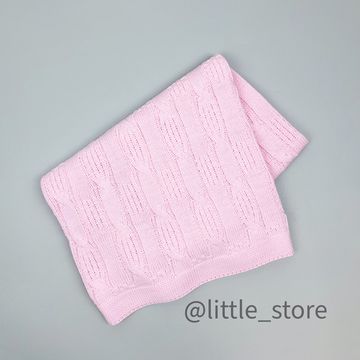 Плед вязаный Нежно-розовый, хлопковый; 90х100