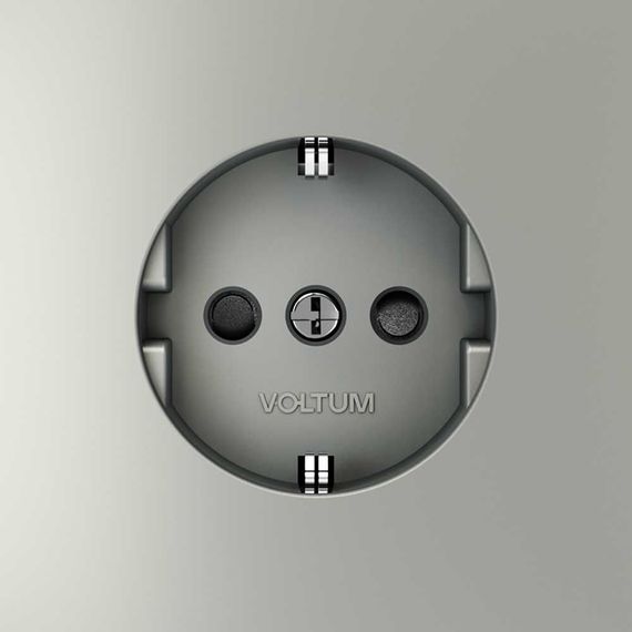 Розетка встраиваемая Voltum S70 с заземлением и защитными шторками, 16А, (сталь) VLS040205